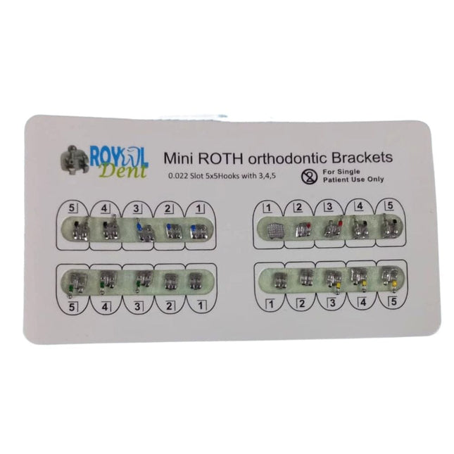 Brackets Mini Roth 0.22 Royal Dent. Brackets Mini Roth 0.22 Royal Dent Son ideales para corregir las separaciones, mo...
