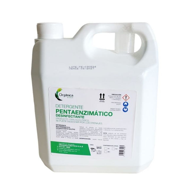 Detergente Pentaenzimático Desinfectante x Galon. El Detergente Pentaenzimático Desinfectante es un Producto de uso p...