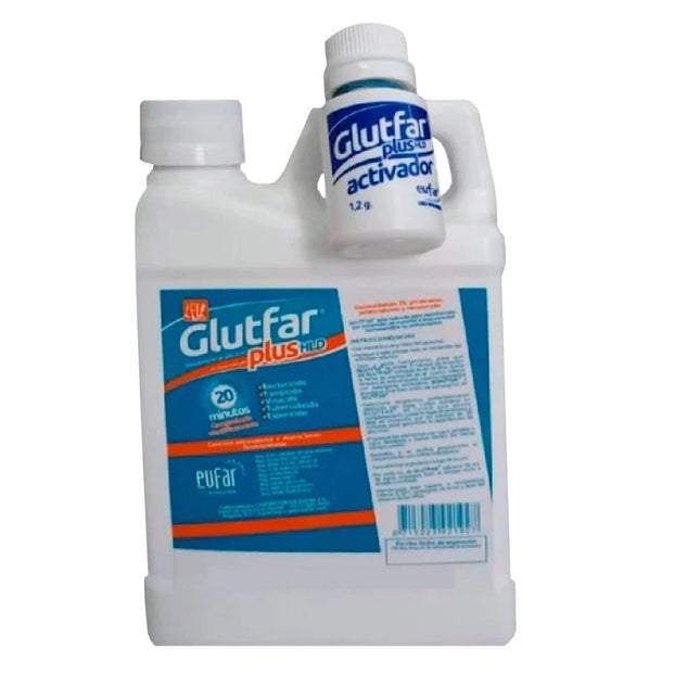 Glutfar Plus Hld 1000 Ml. Glutfar Plus Hld 1000 Ml Es un desinfectante de alto nivel con acción en 20 min. Glutfar Pl...